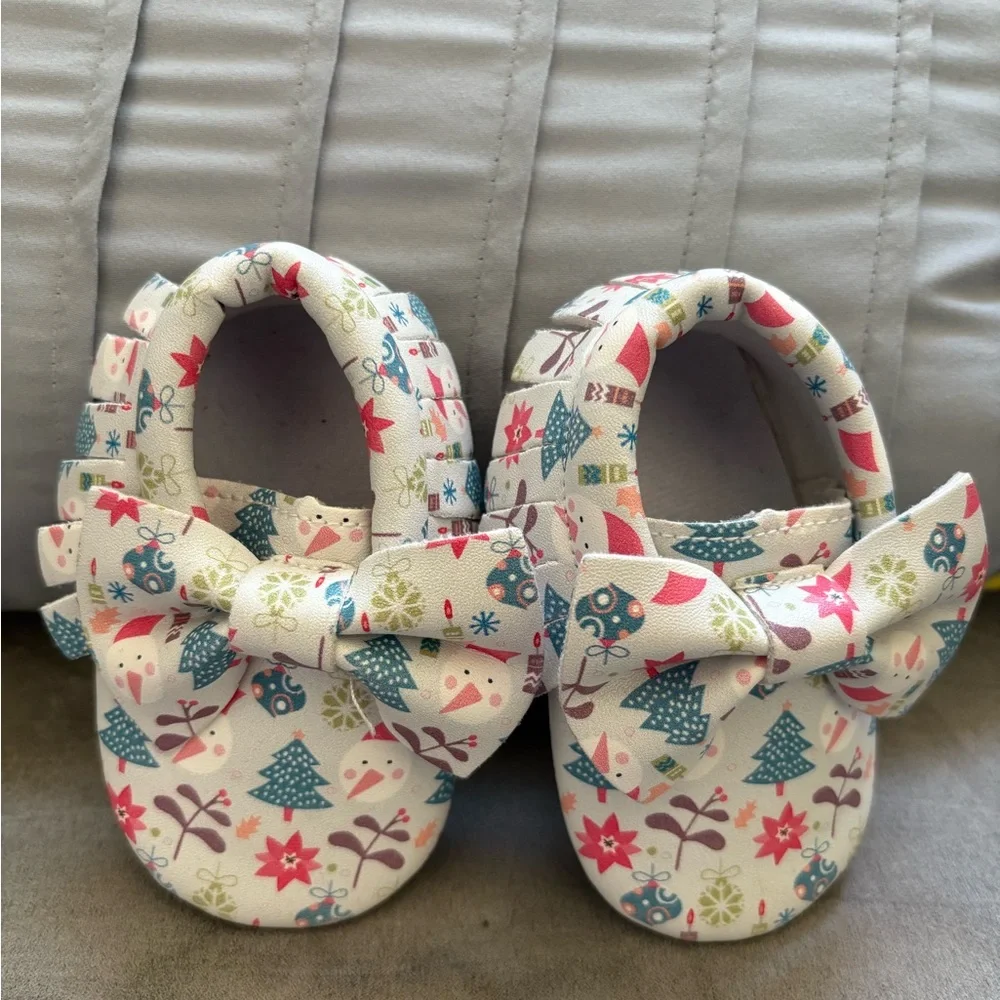 Baby Moccasin Holiday Shoes with Bow